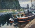 barges on pontoise 1872 Camille Pissarro